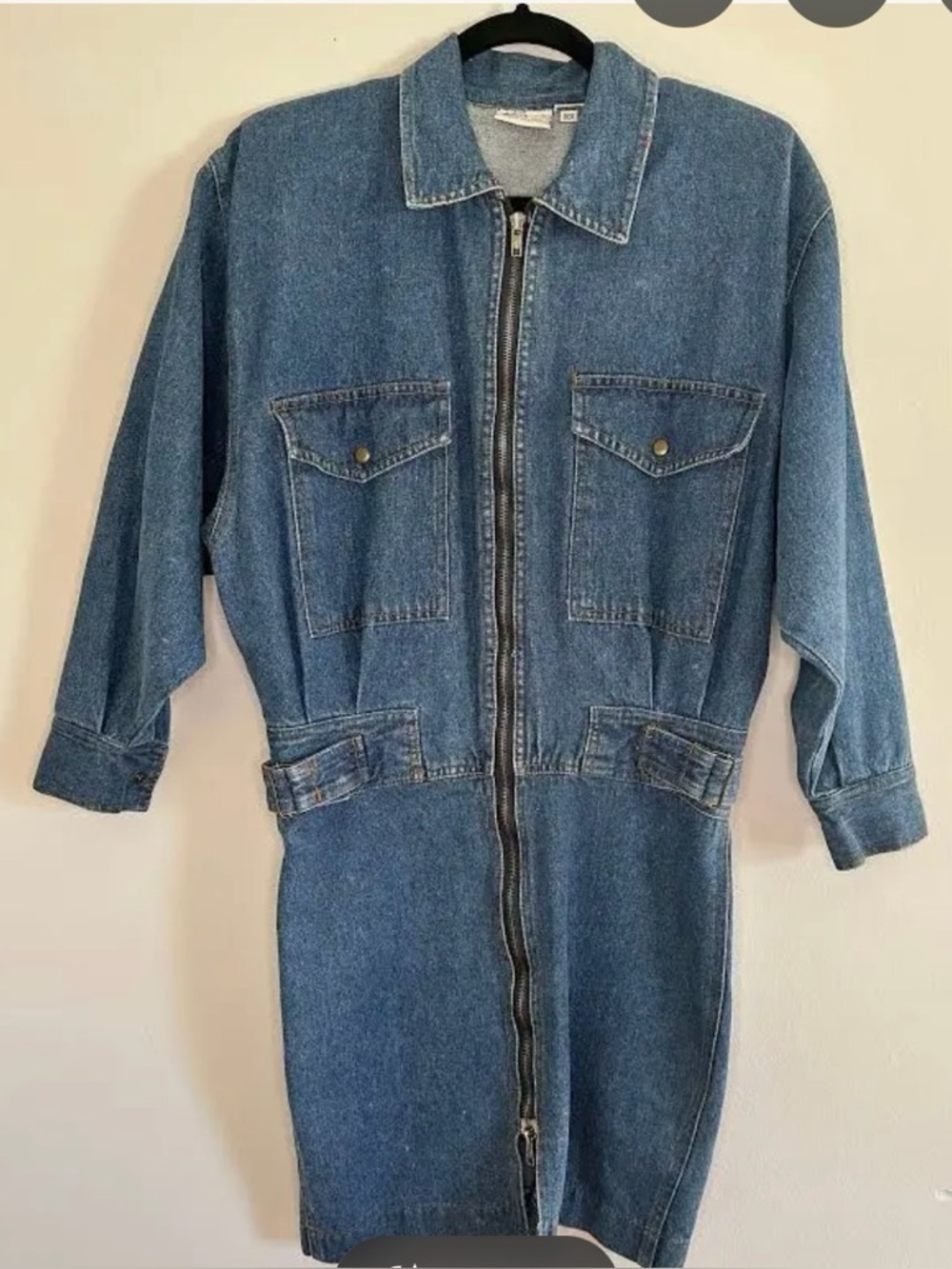 Vintage Women's Blue Denim Zip-Front Jeans Dress